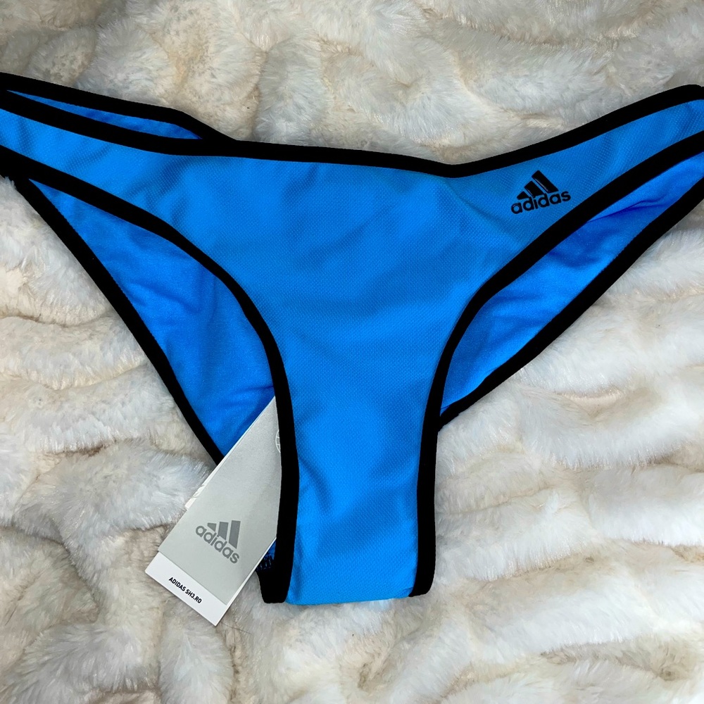 NWT Adidas Womens Swimwear SoulLeaf Bottoms Size Small Blue and Black